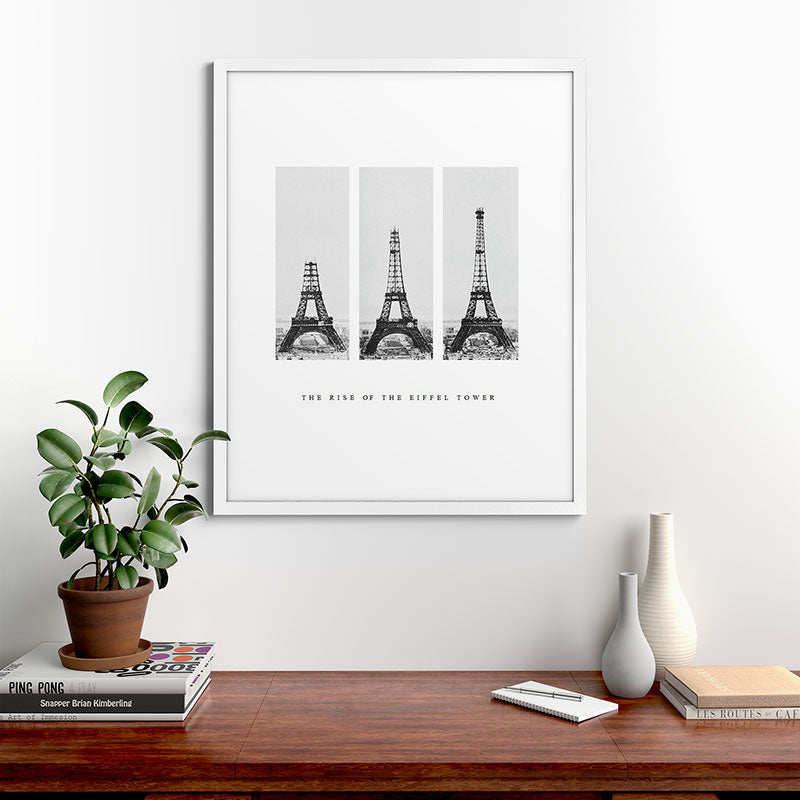 1888-1889 The Rise of the Eiffel Tower Construction Sequence black and white photography Framed Art Print