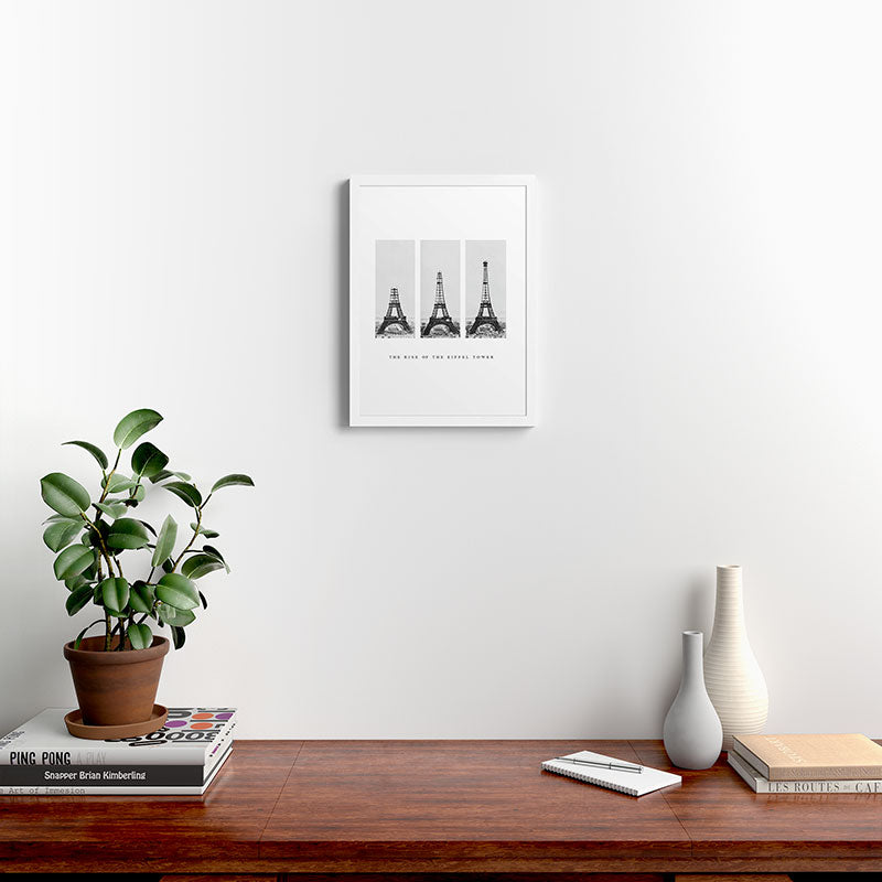 1888-1889 The Rise of the Eiffel Tower Construction Sequence black and white photography Framed Art Print