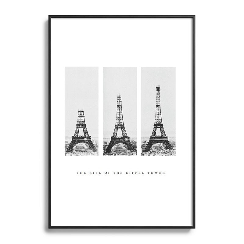 1888-1889 The Rise of the Eiffel Tower Construction Sequence black and white photography Framed Art Print