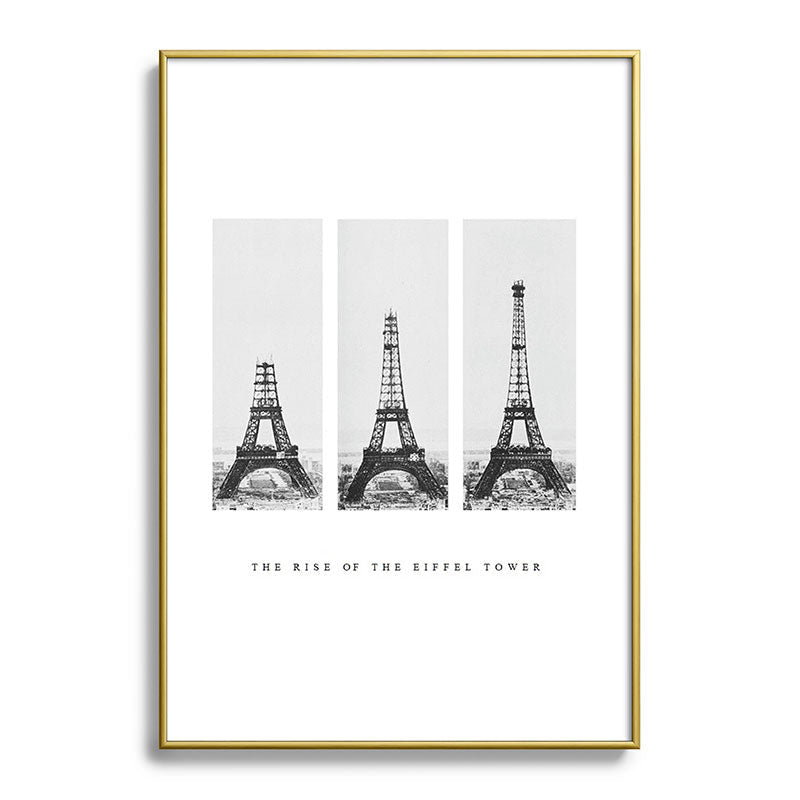 1888-1889 The Rise of the Eiffel Tower Construction Sequence black and white photography Framed Art Print