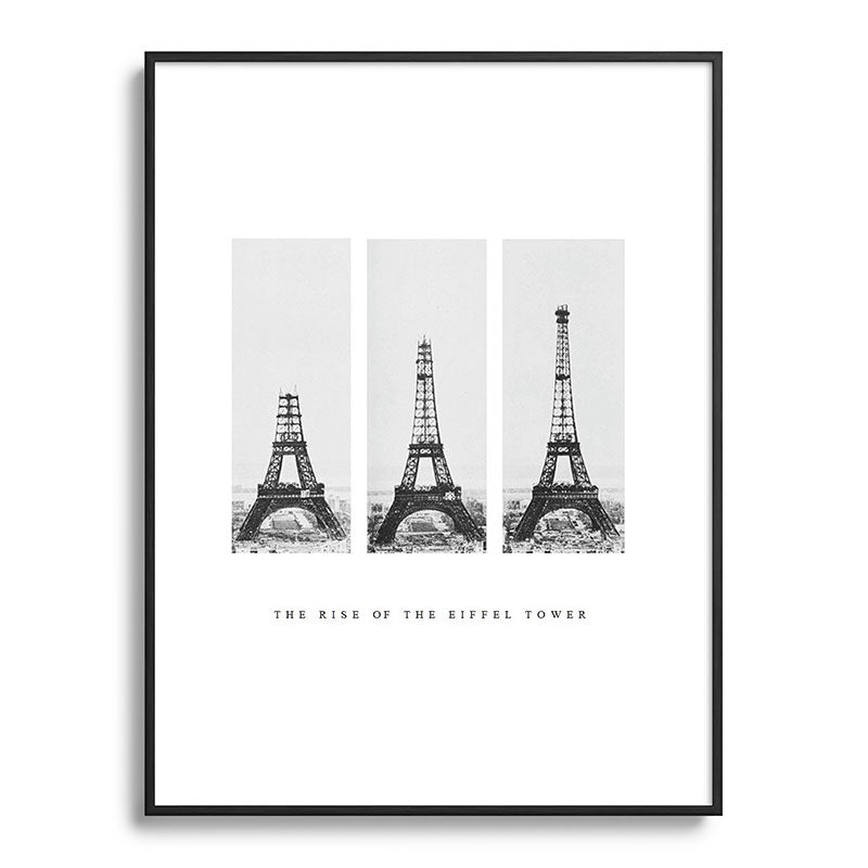 1888-1889 The Rise of the Eiffel Tower Construction Sequence black and white photography Framed Art Print