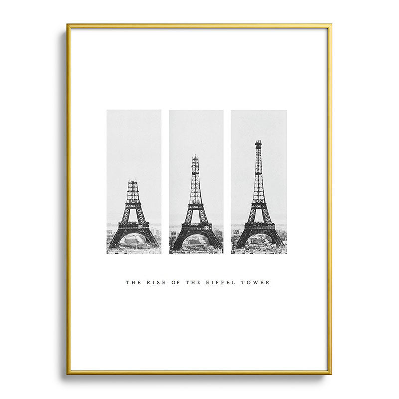 1888-1889 The Rise of the Eiffel Tower Construction Sequence black and white photography Framed Art Print