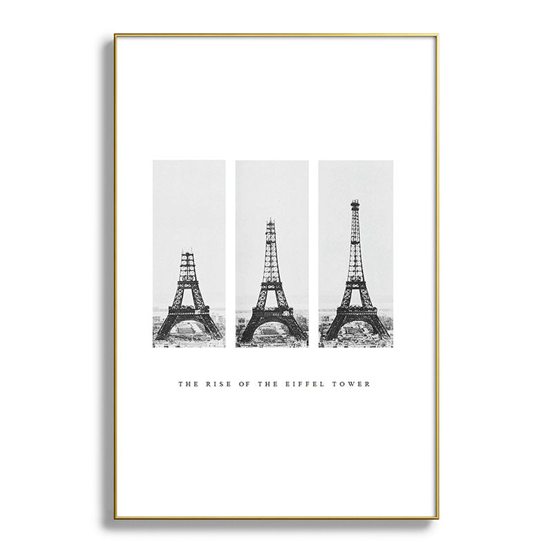 1888-1889 The Rise of the Eiffel Tower Construction Sequence black and white photography Framed Art Print
