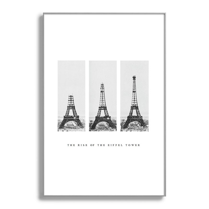 1888-1889 The Rise of the Eiffel Tower Construction Sequence black and white photography Framed Art Print