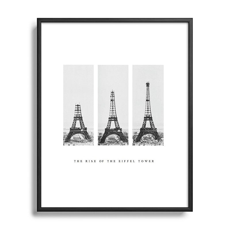 1888-1889 The Rise of the Eiffel Tower Construction Sequence black and white photography Framed Art Print