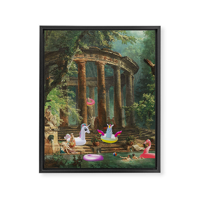 18th Century Pool Party Framed Canvas Print