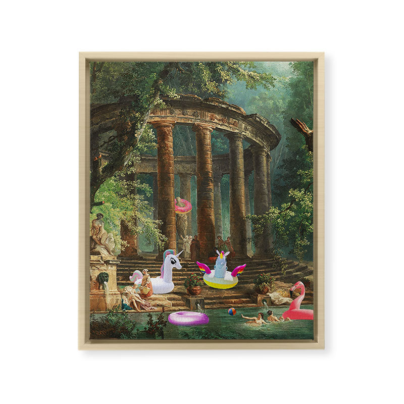 18th Century Pool Party Framed Canvas Print