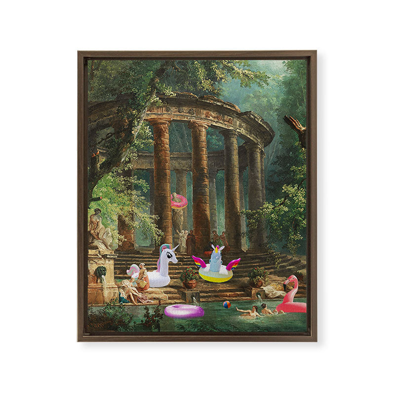 18th Century Pool Party Framed Canvas Print