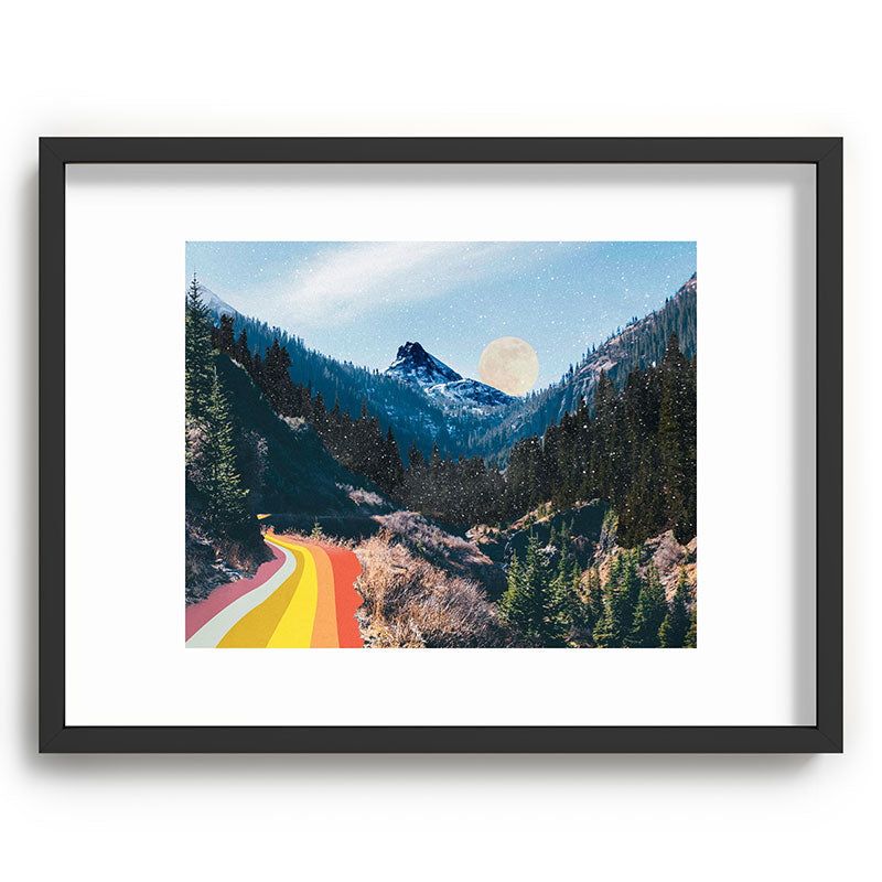1960's Style Mountain Collage Framed Art Print