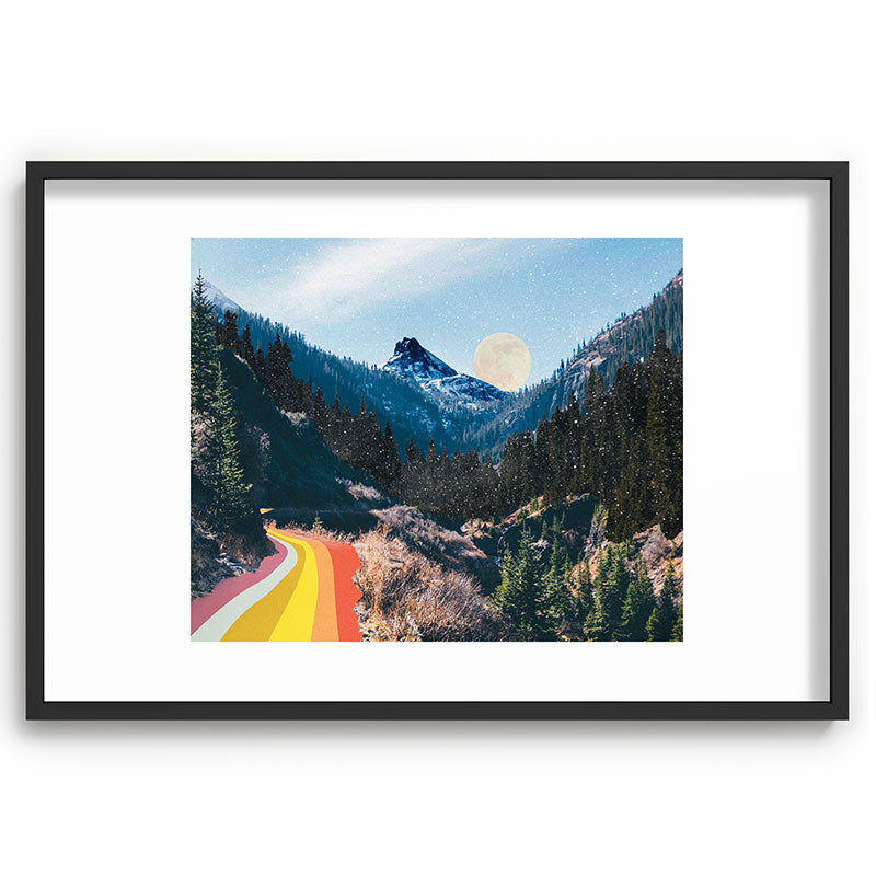 1960's Style Mountain Collage Framed Art Print