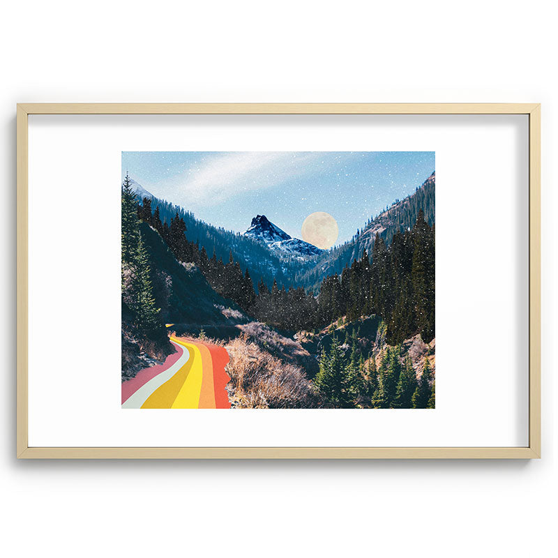 1960's Style Mountain Collage Framed Art Print