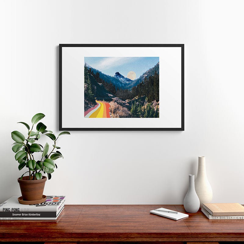 1960's Style Mountain Collage Framed Art Print