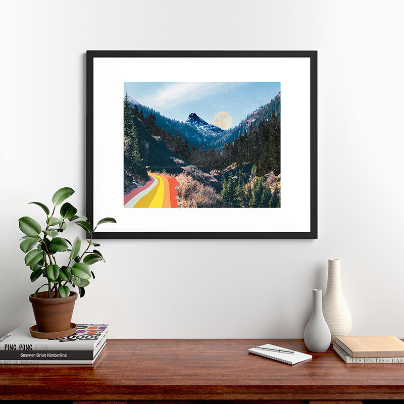1960's Style Mountain Collage Framed Art Print