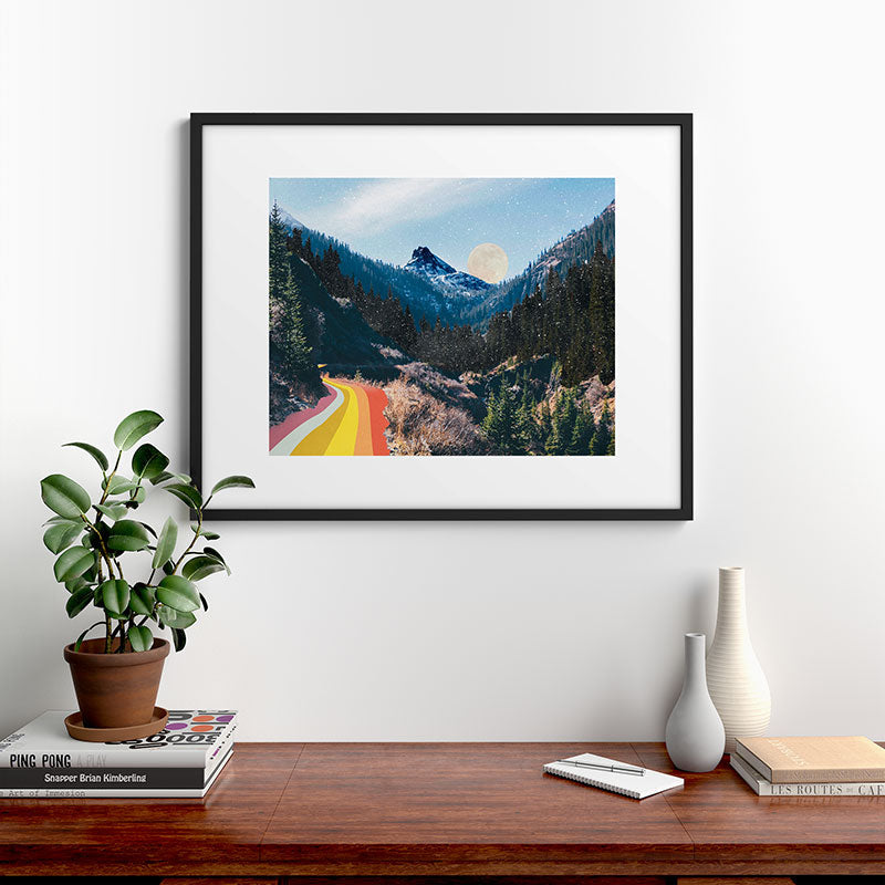 1960's Style Mountain Collage Framed Art Print