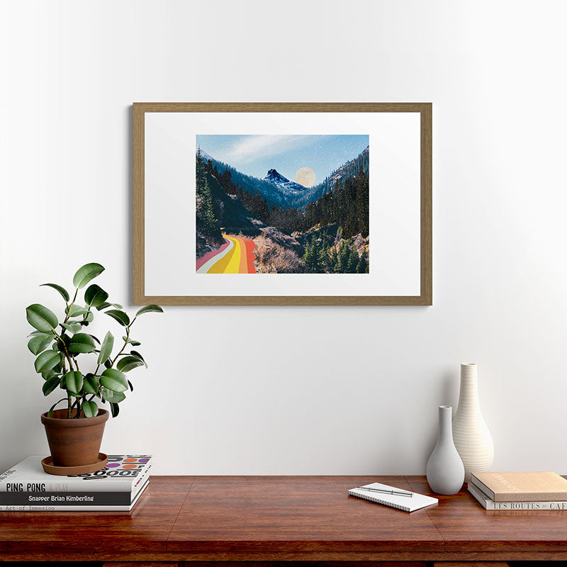 1960's Style Mountain Collage Framed Art Print