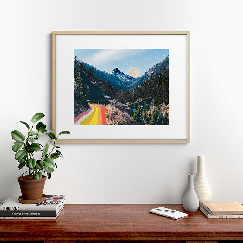 1960's Style Mountain Collage Framed Art Print
