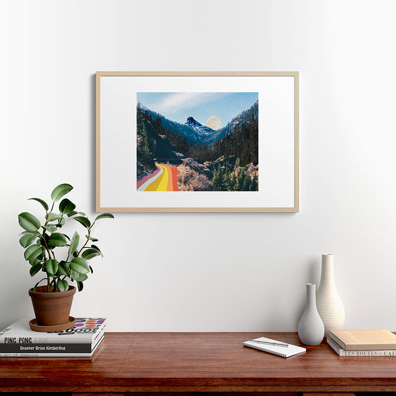 1960's Style Mountain Collage Framed Art Print