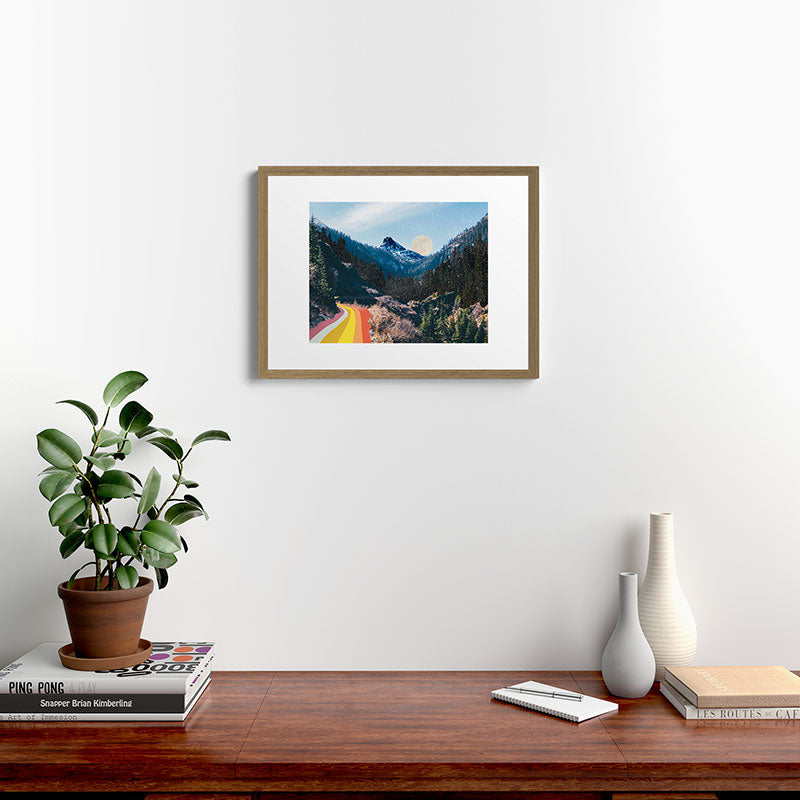 1960's Style Mountain Collage Framed Art Print