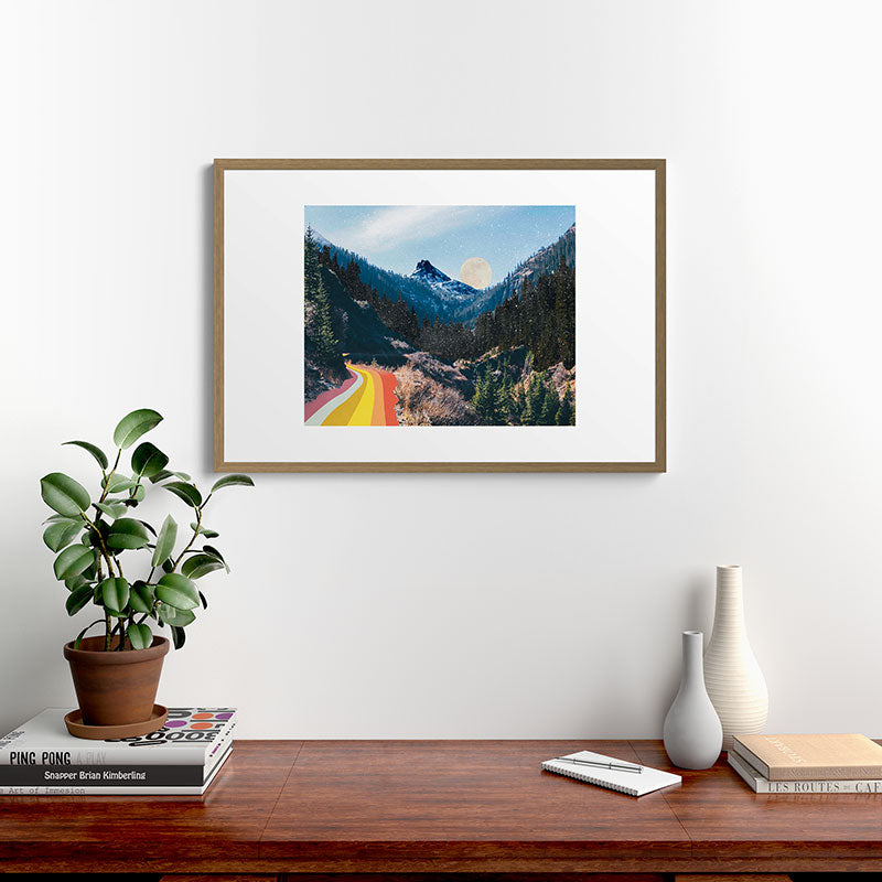 1960's Style Mountain Collage Framed Art Print