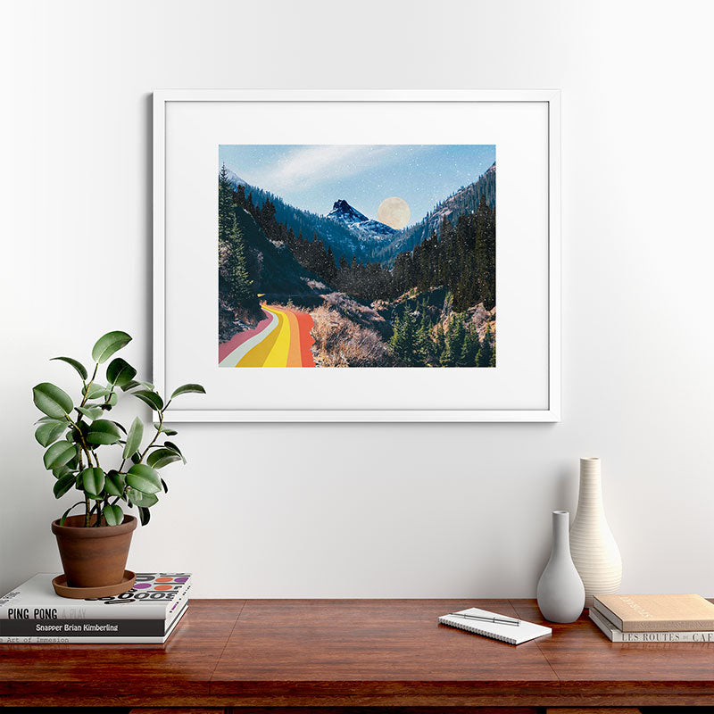 1960's Style Mountain Collage Framed Art Print