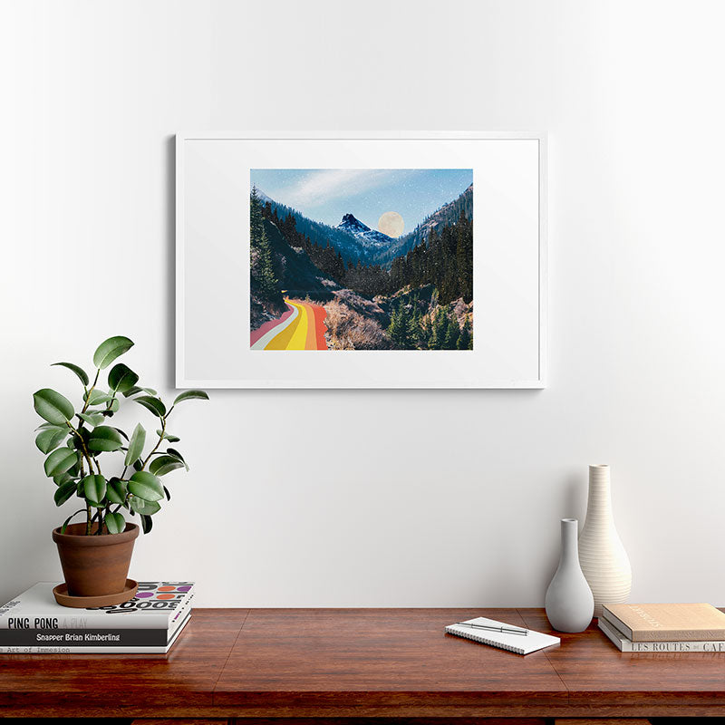 1960's Style Mountain Collage Framed Art Print