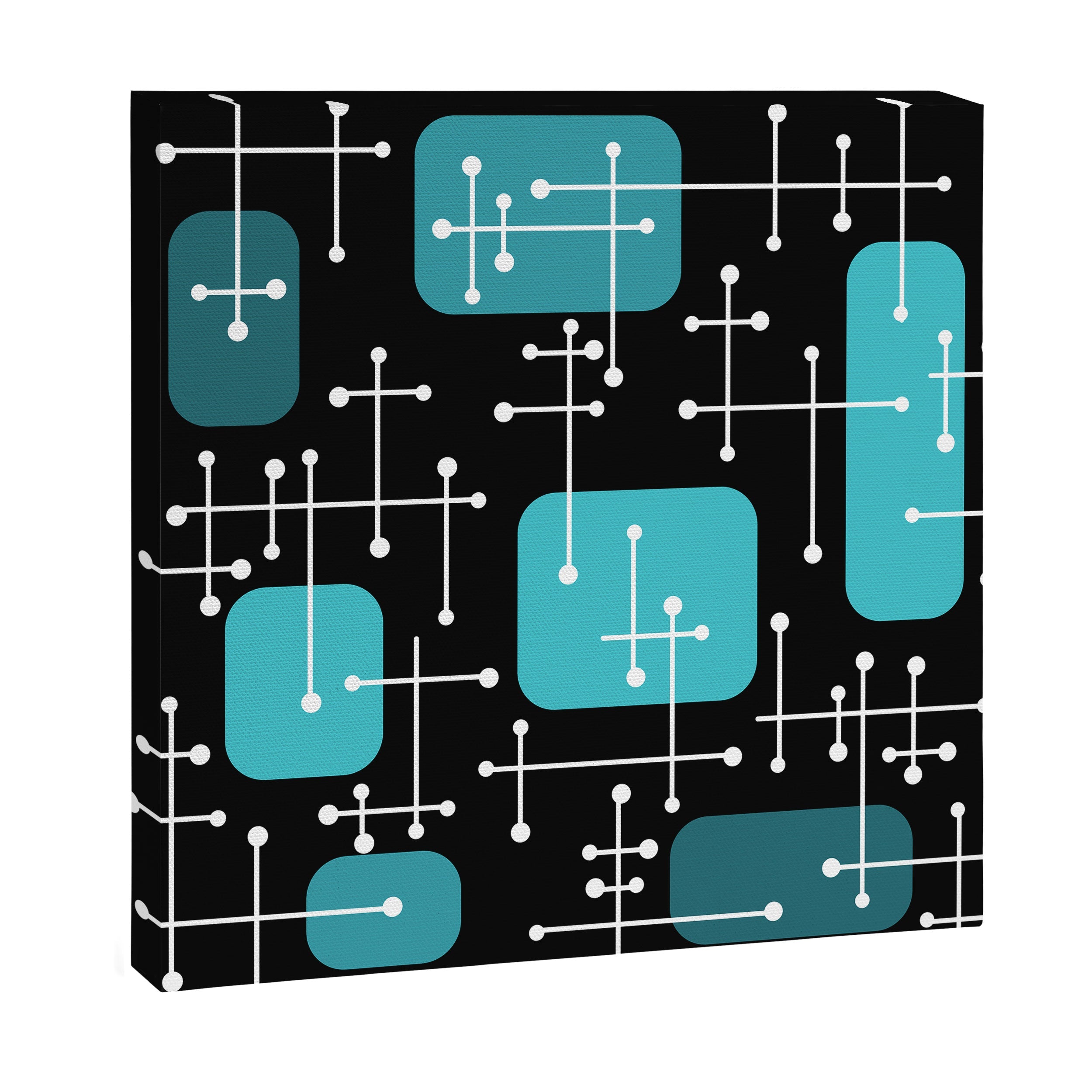 1950s Eames Era Art Crosshairs Black Teal Blue Canvas Print
