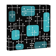 1950s Eames Era Art Crosshairs Black Teal Blue Canvas Print