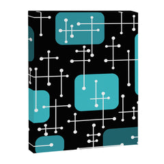 1950s Eames Era Art Crosshairs Black Teal Blue Canvas Print