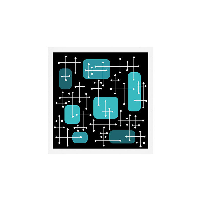 1950s Eames Era Art Crosshairs Black Teal Blue Art Print