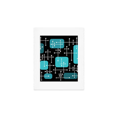 1950s Eames Era Art Crosshairs Black Teal Blue Art Print
