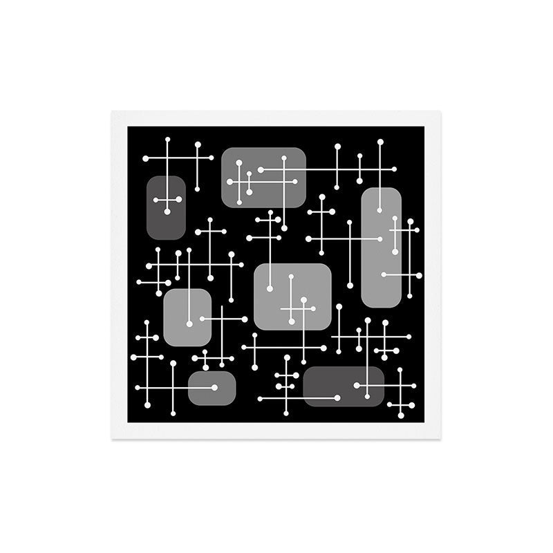 1950s Eames Era Art Crosshairs Black White Art Print