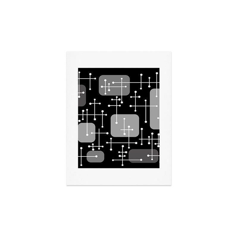 1950s Eames Era Art Crosshairs Black White Art Print