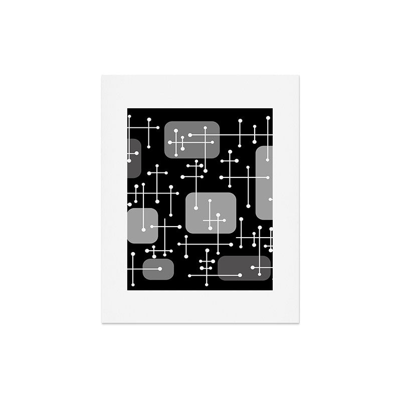 1950s Eames Era Art Crosshairs Black White Art Print