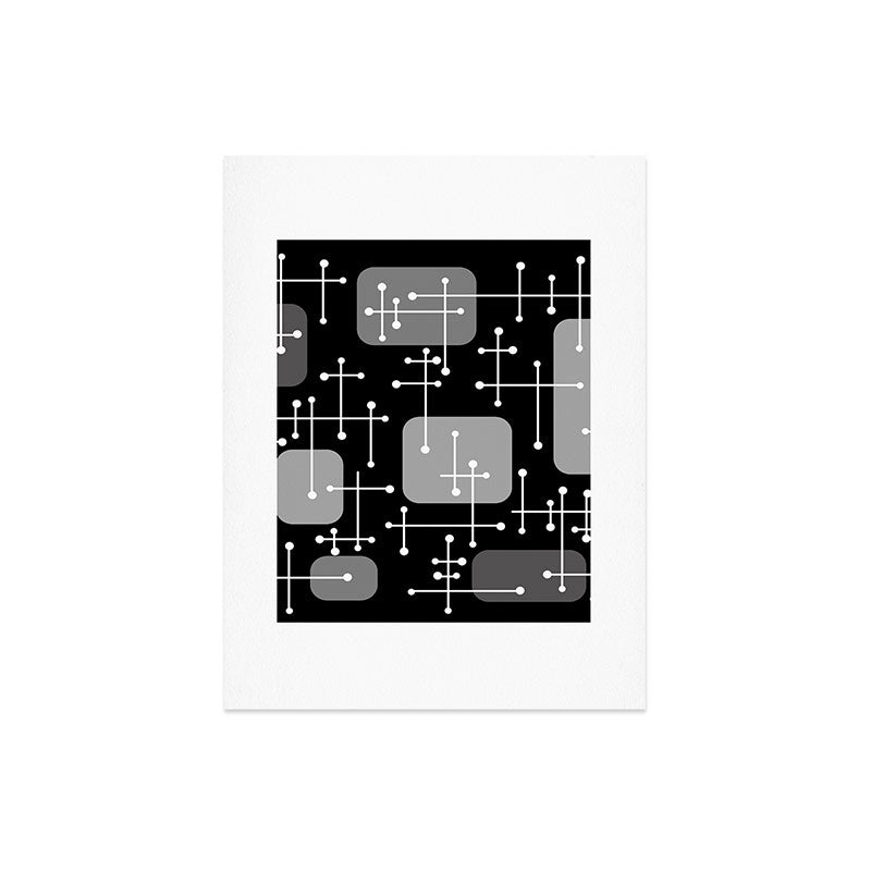 1950s Eames Era Art Crosshairs Black White Art Print