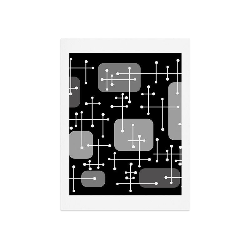 1950s Eames Era Art Crosshairs Black White Art Print