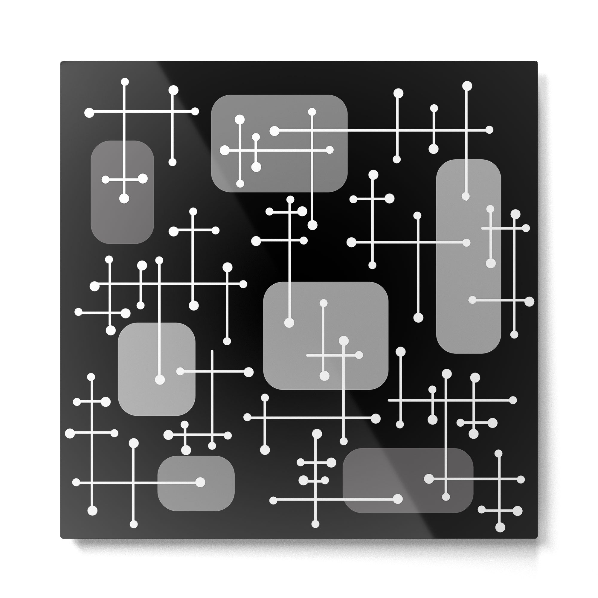1950s Eames Era Art Crosshairs Black White Metal Print