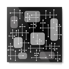 1950s Eames Era Art Crosshairs Black White Metal Print