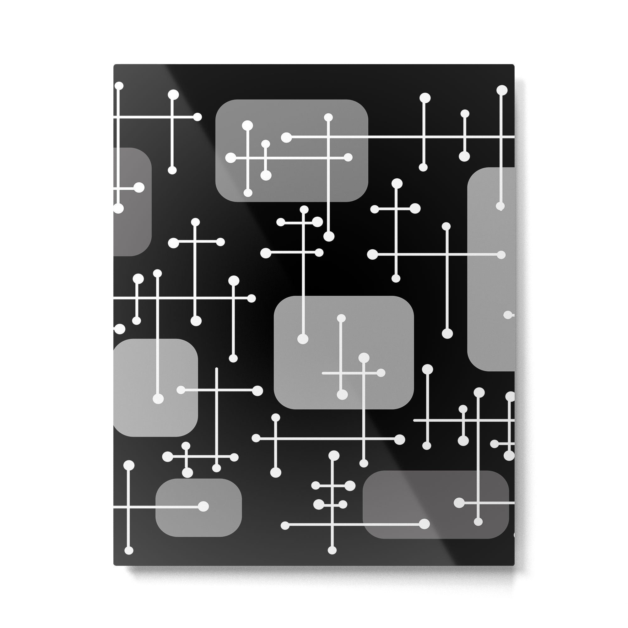 1950s Eames Era Art Crosshairs Black White Metal Print