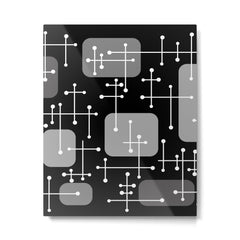 1950s Eames Era Art Crosshairs Black White Metal Print