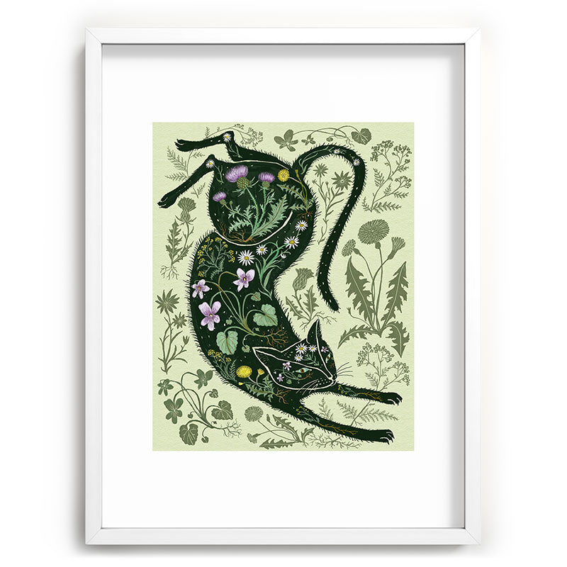 A Cat in the Wildflowers Framed Art Print