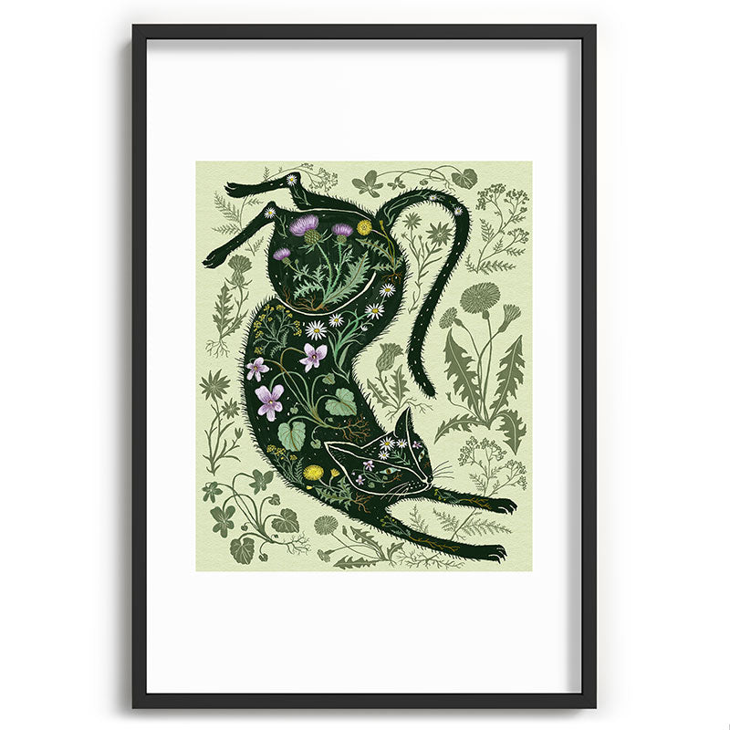 A Cat in the Wildflowers Framed Art Print