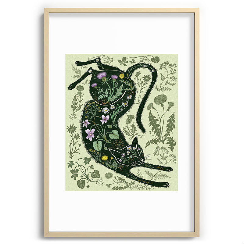 A Cat in the Wildflowers Framed Art Print