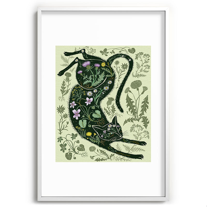 A Cat in the Wildflowers Framed Art Print