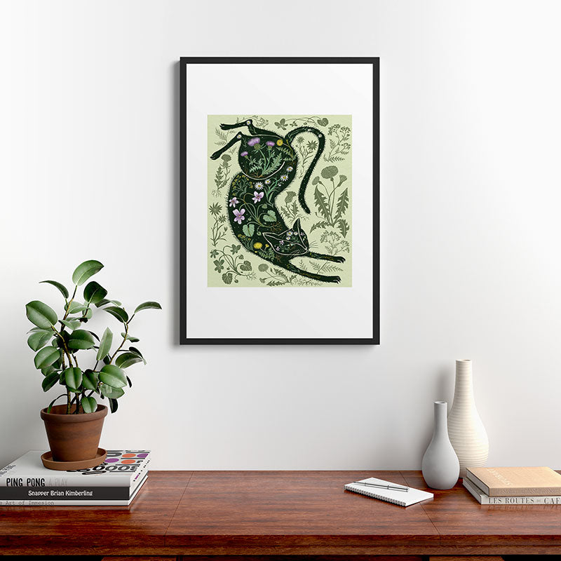 A Cat in the Wildflowers Framed Art Print