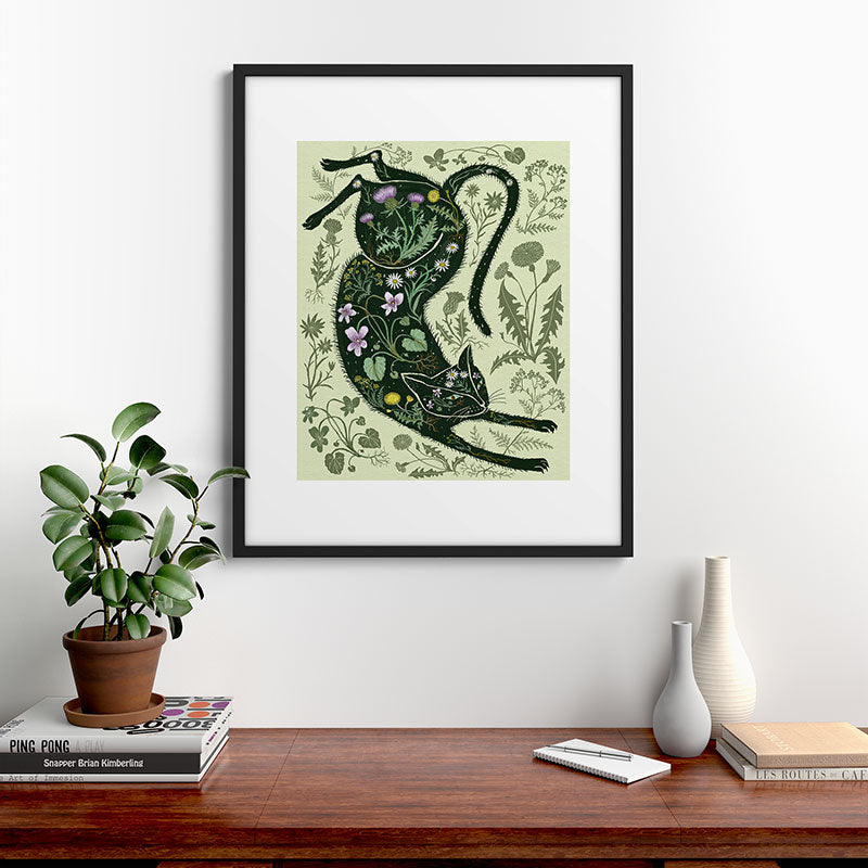 A Cat in the Wildflowers Framed Art Print