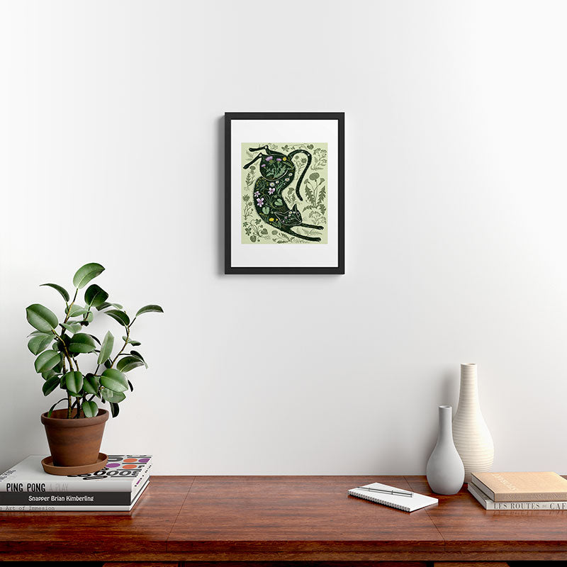 A Cat in the Wildflowers Framed Art Print