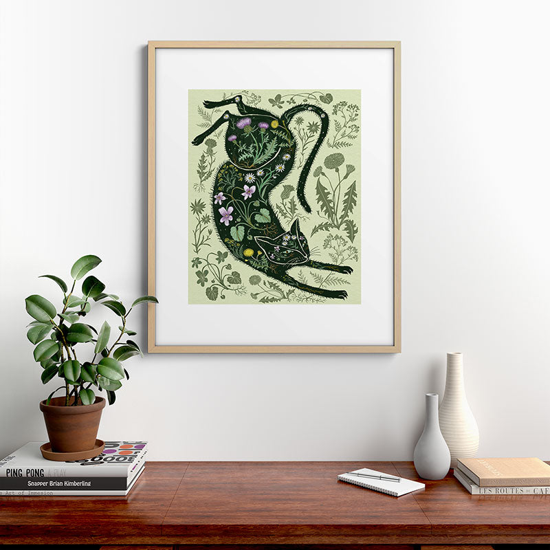 A Cat in the Wildflowers Framed Art Print