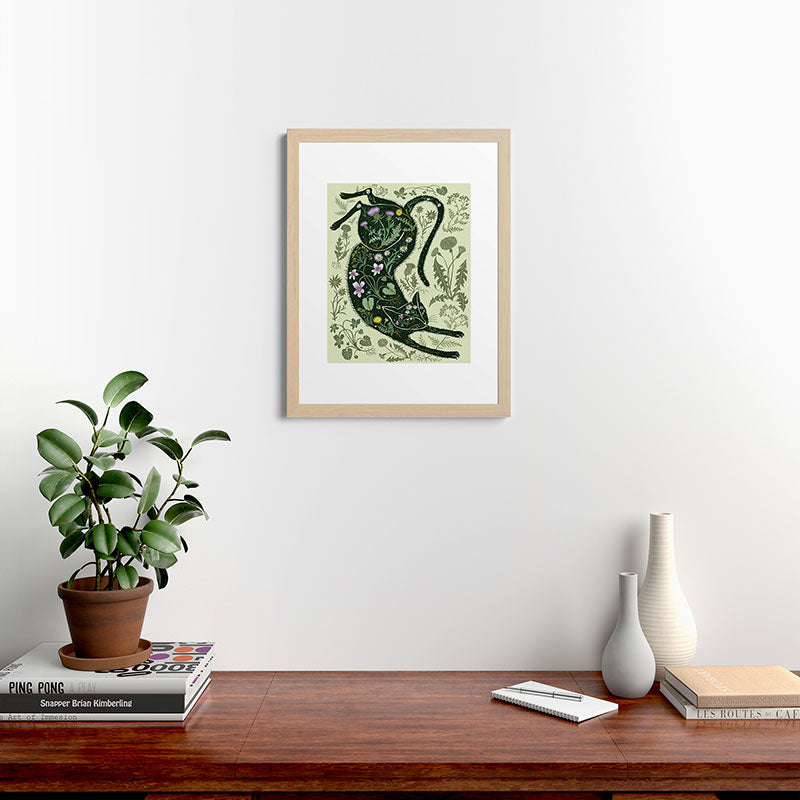 A Cat in the Wildflowers Framed Art Print