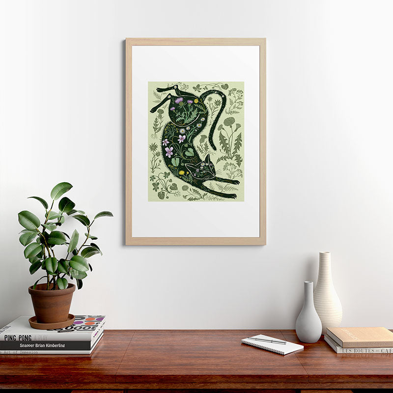 A Cat in the Wildflowers Framed Art Print