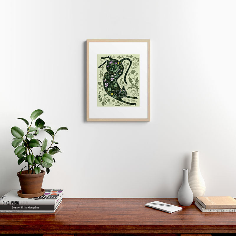 A Cat in the Wildflowers Framed Art Print
